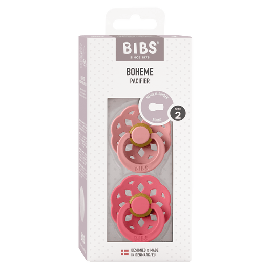 BIBS | Boheme Fopspeen 2 - pack | Dusty Pink / Coral | Maat 2 -