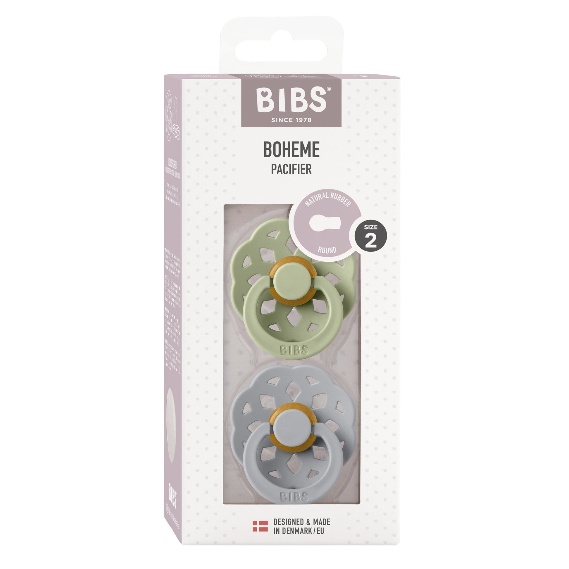 BIBS | Boheme Fopspeen 2 - pack | Sage/Cloud | Maat 2 -