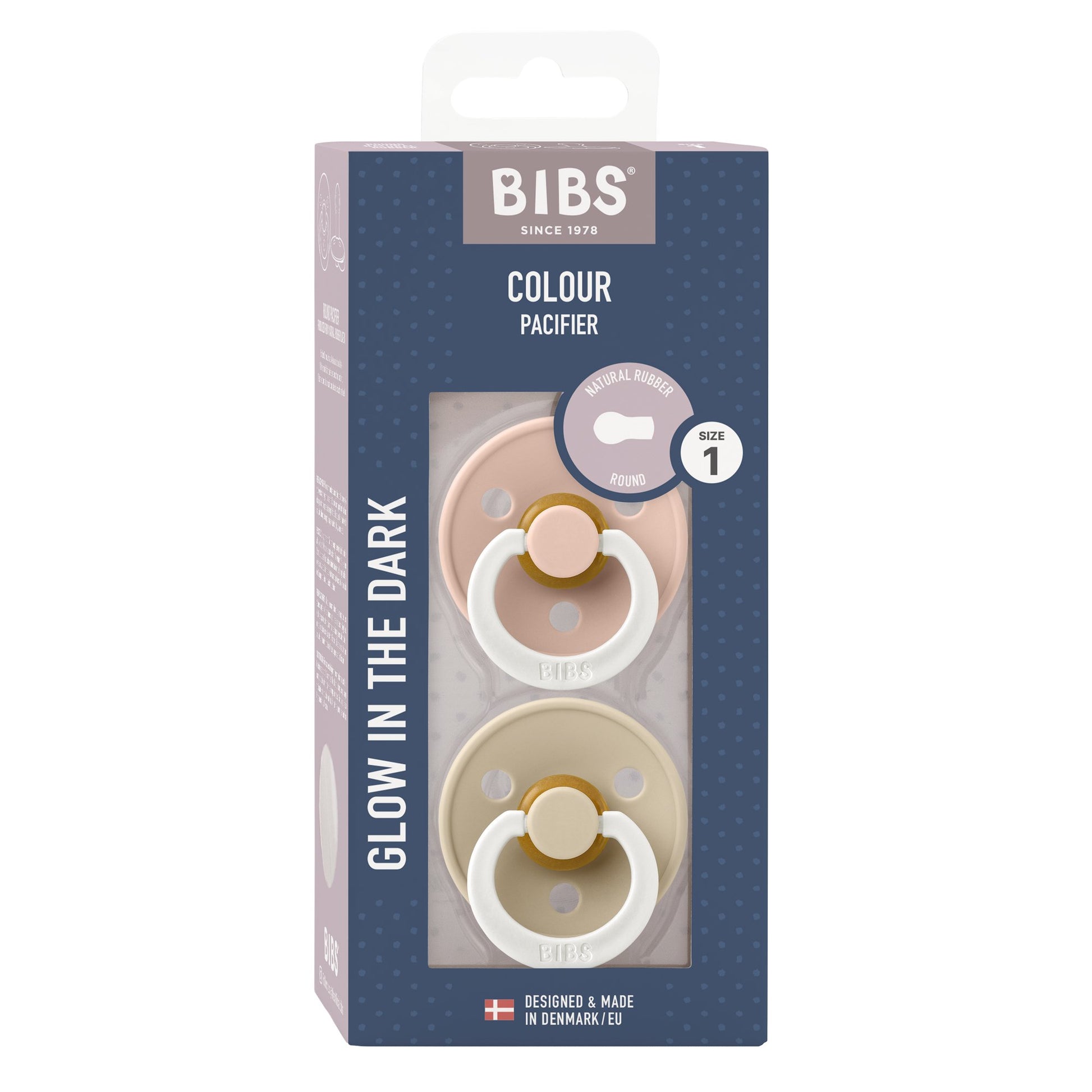 BIBS | Colour Fopspeen 2 - pack | Blush Night/Vanilla Night | Maat 1 -