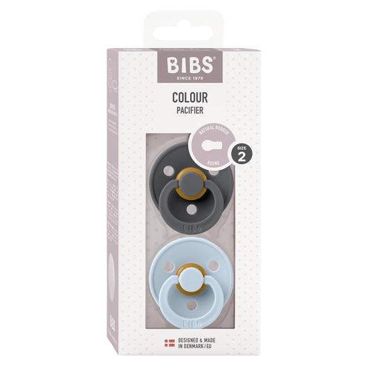 BIBS | Colour Fopspeen 2 - pack | Iron / Baby Blue | Maat 3 -