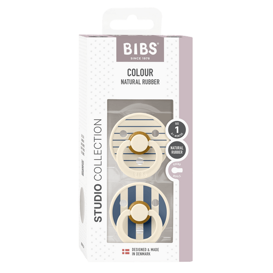 BIBS | Studio Colour Pin Fopspeen 2 - pack | Ivory / Steel Blue | Maat 2 -