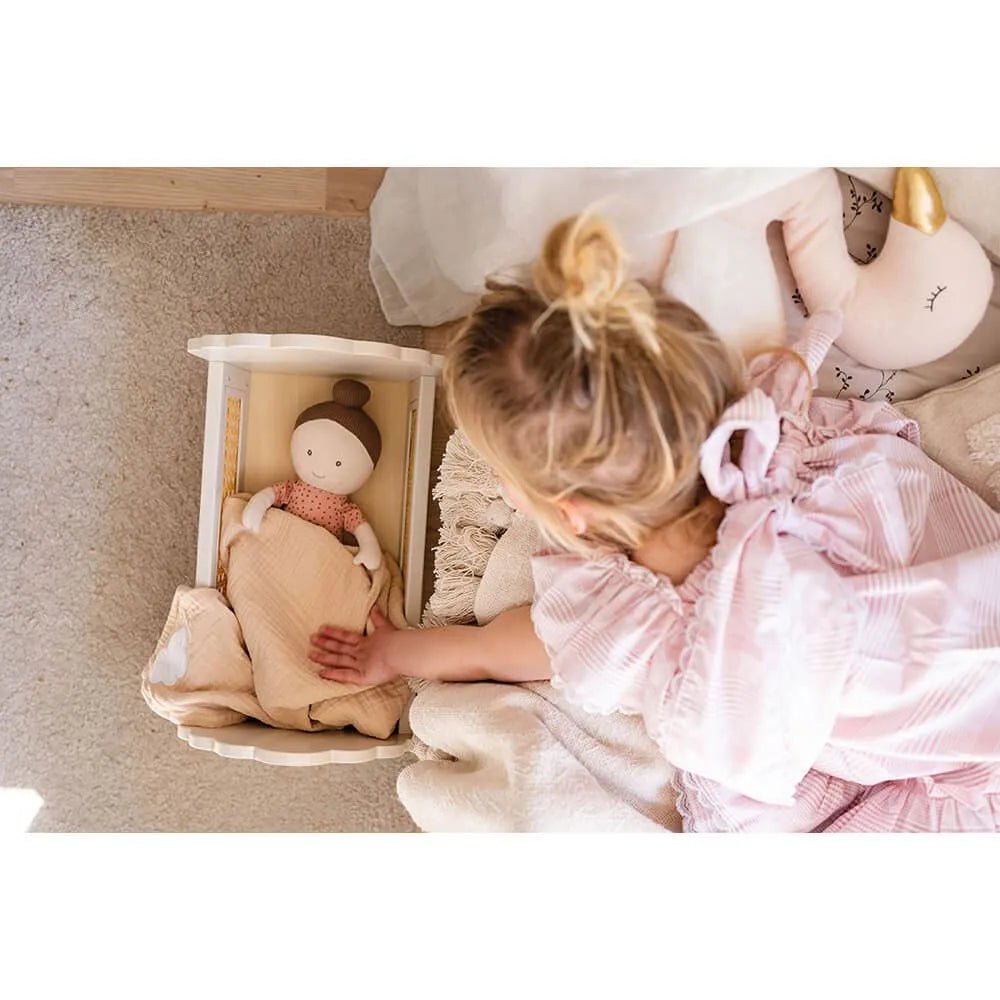 Jabadabado | Houten poppenwieg | Crème - 7332599010119