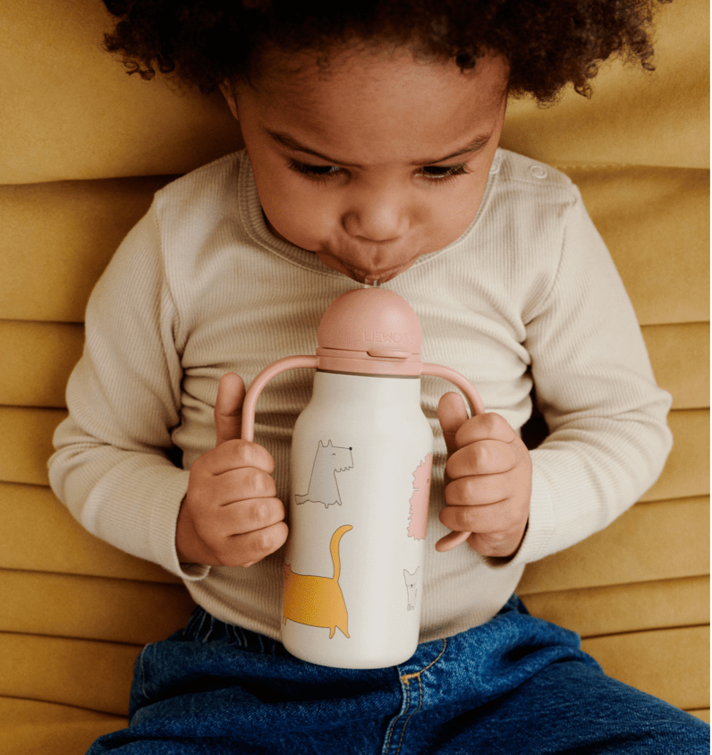 Liewood | Kimmie RVS Thermosfles Cats and Dogs 250 ml | Sandy -