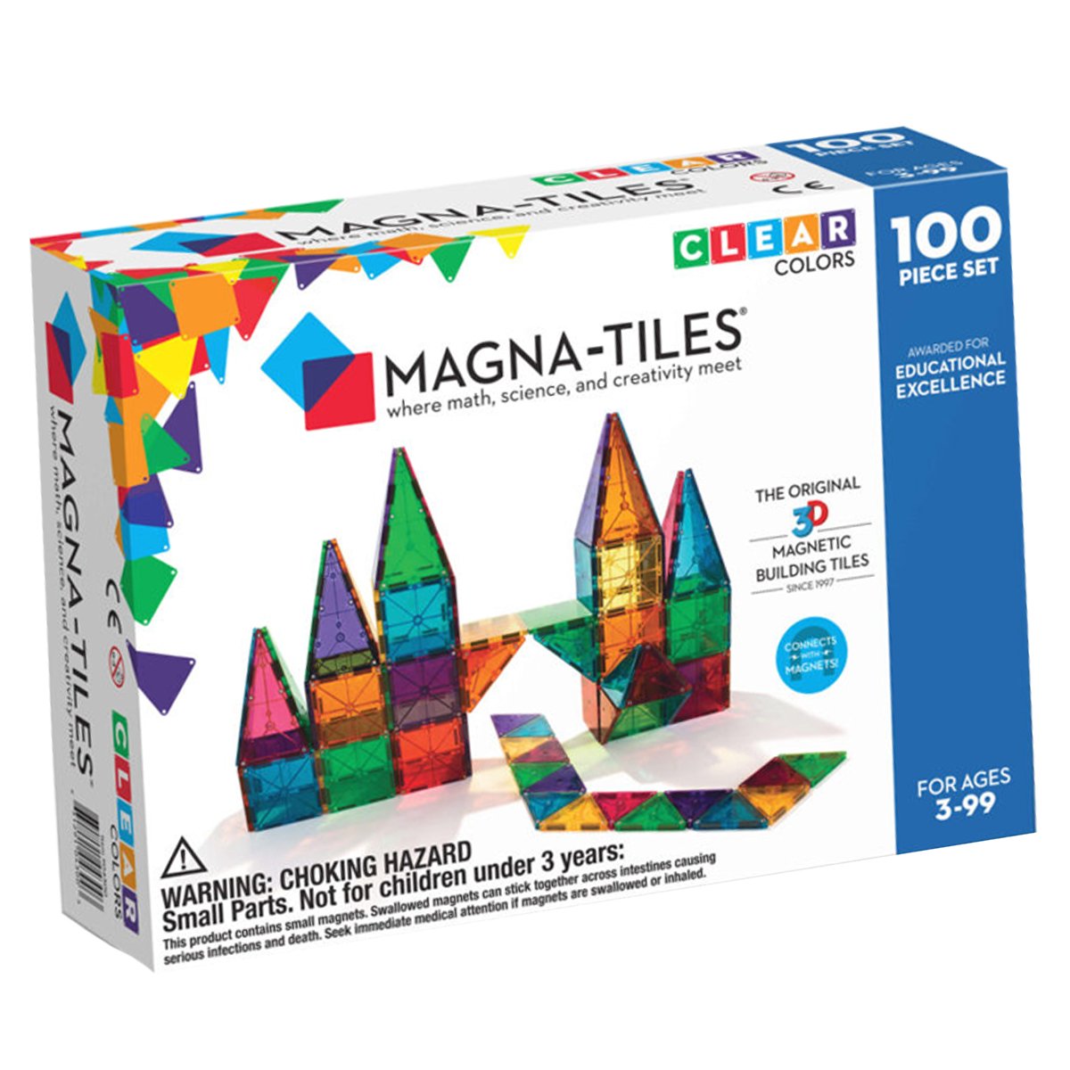 Magna - Tiles | Clear Colors Magnetische Tegels | 100 stuks | Multi Color -