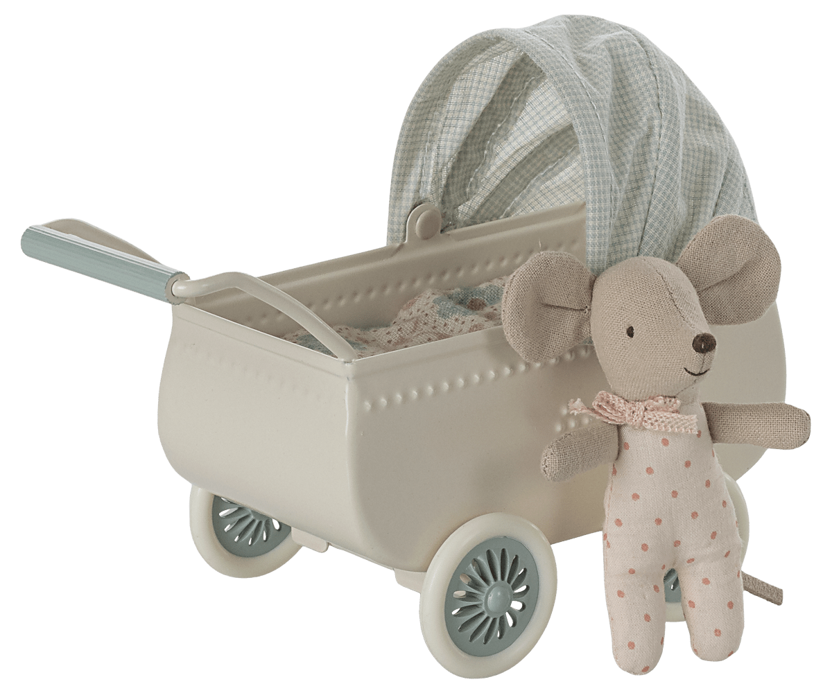Maileg | Kinderwagen Mint | Baby Mouse - 5707304142461
