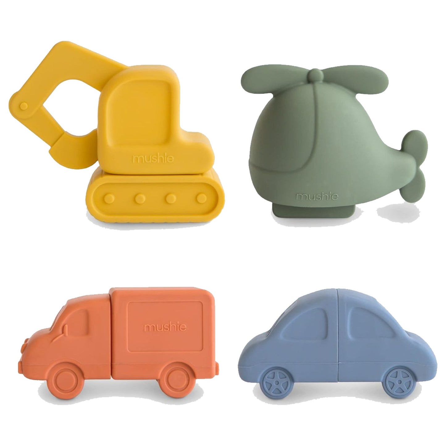 Mushie | Badspeeltjes 4 - Pack | Voertuigen -