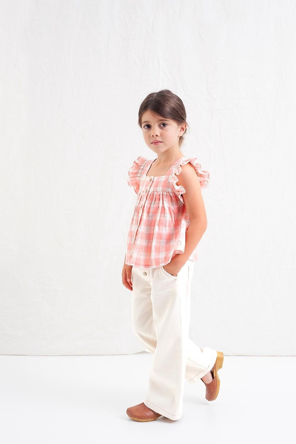 Tocoto Vintage | Blouse With Checks & Buttons -