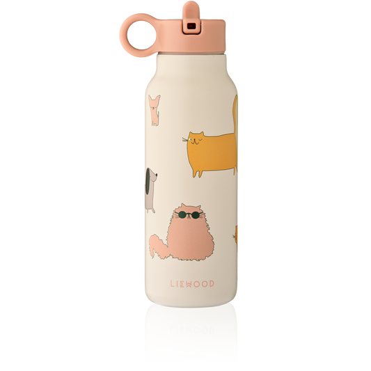 Liewood | Falk RVS Thermosfles Cats and Dogs 350 ml | Misty