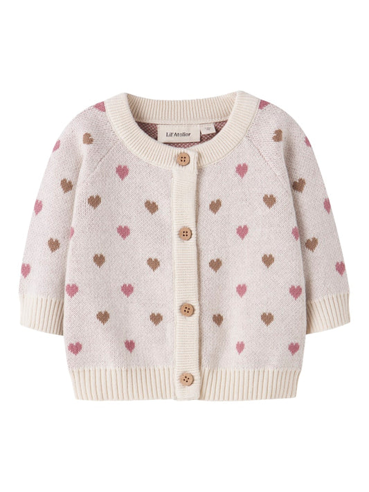 Lil' Atelier | Saran Gebreid Babyvest Hartjes | Turtledove