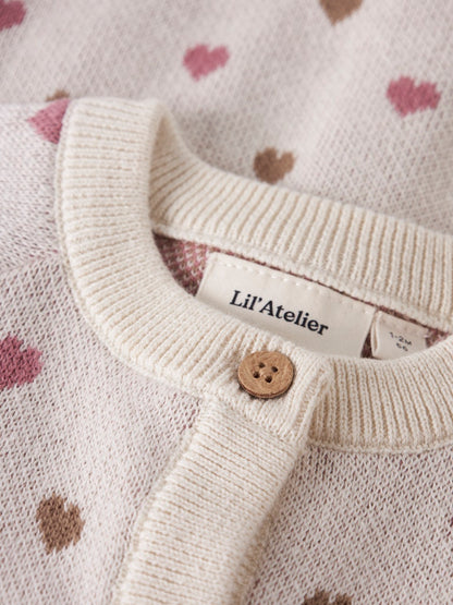 Lil' Atelier | Saran Gebreid Babyvest Hartjes | Turtledove