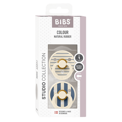 BIBS | Studio Colour Pin Fopspeen 2 - pack | Ivory / Steel Blue | Maat 2 - 