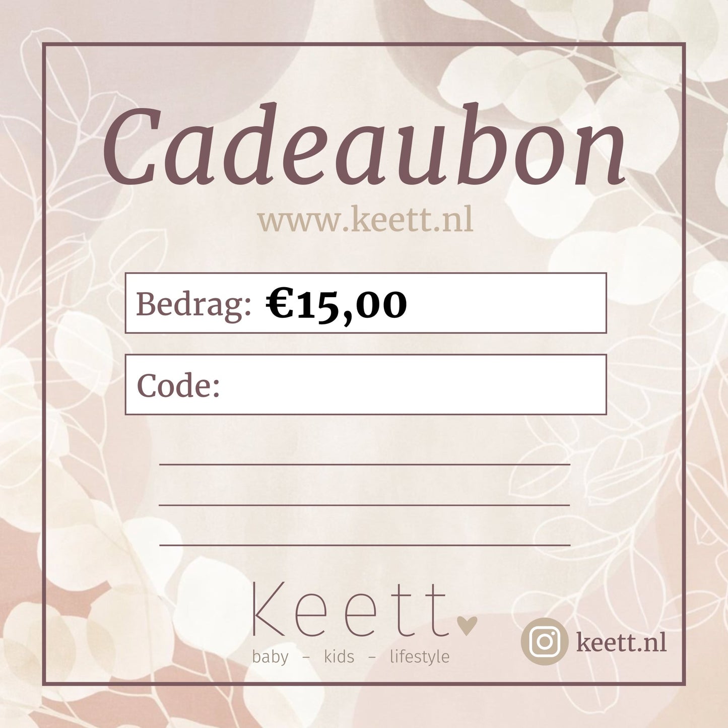 Cadeaubon vanaf €10, - (per post) - 