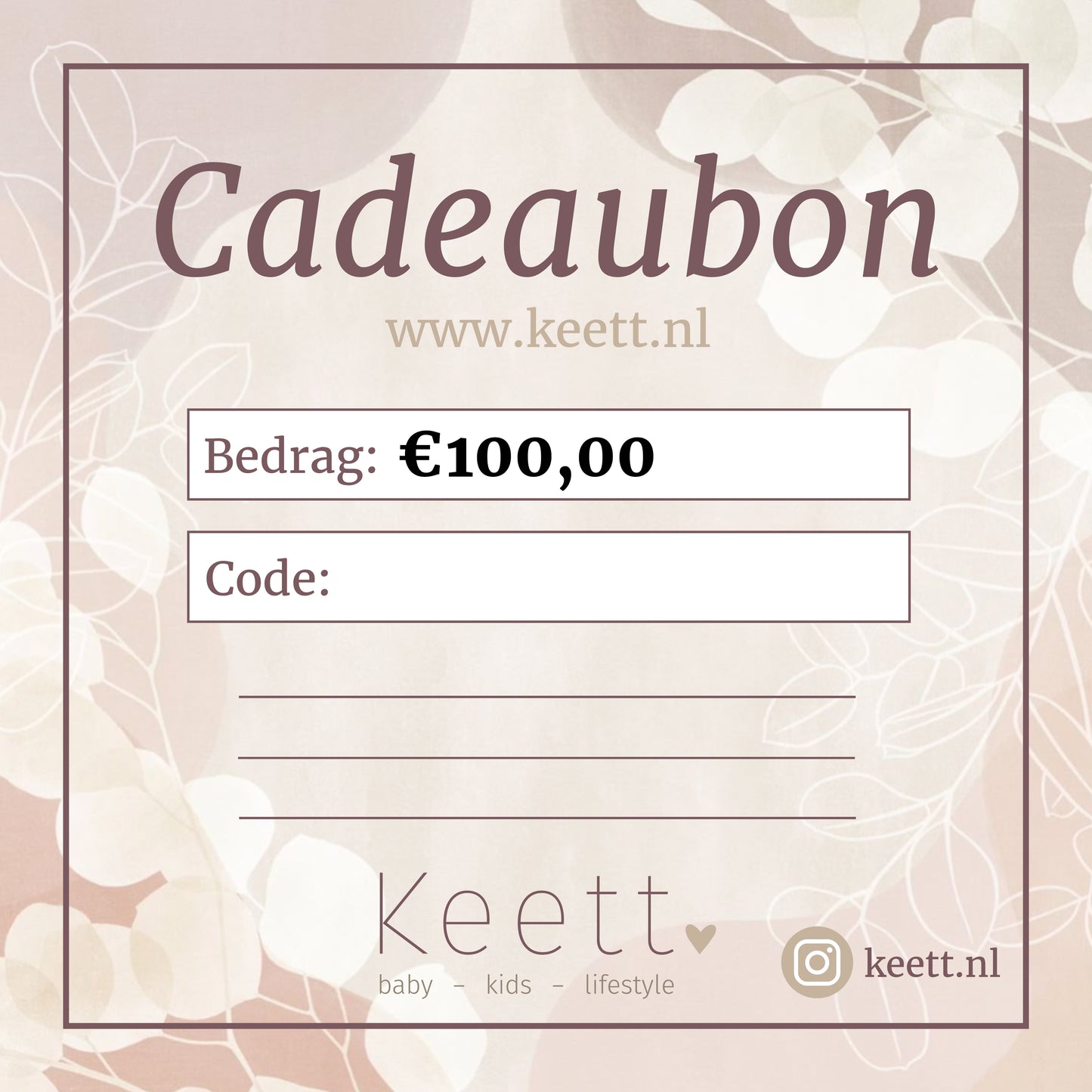 Cadeaubon vanaf €10,- (per post)