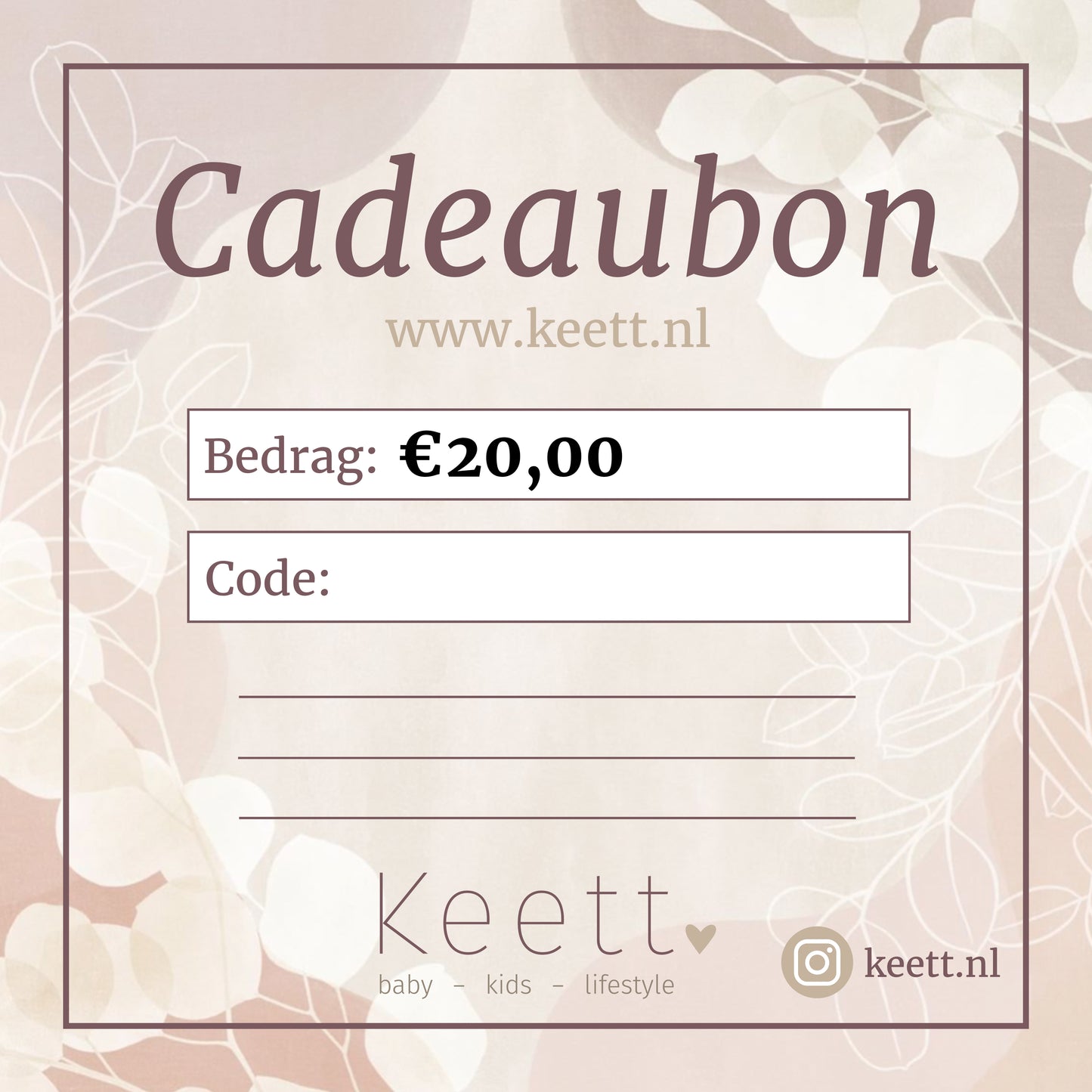Cadeaubon vanaf €10,- (per post)