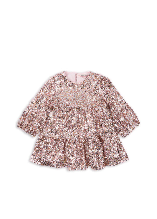 Konges Slojd | Lila Sequins Jurk | Grey/Rosa - 5715404285414