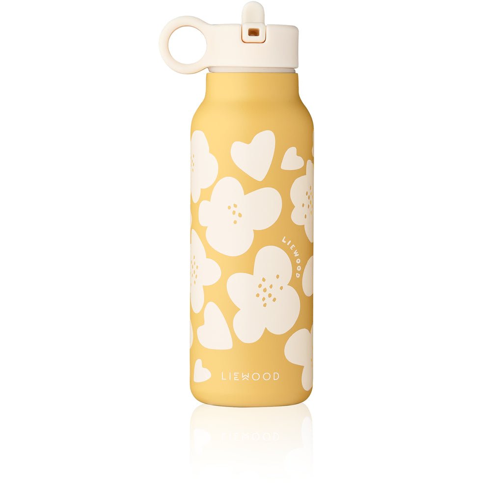 Liewood | Falk RVS Thermosfles Flower 350 ml | Lemon Yellow - 5715493550677