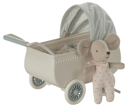 Maileg | Kinderwagen Mint | Baby Mouse - 5707304142461