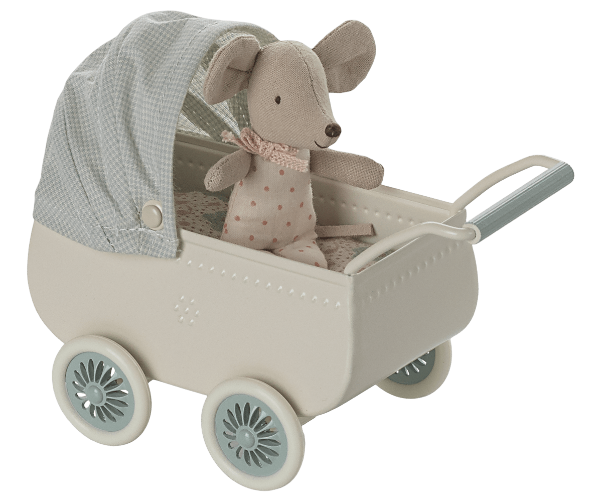 Maileg | Kinderwagen Mint | Baby Mouse - 5707304142461