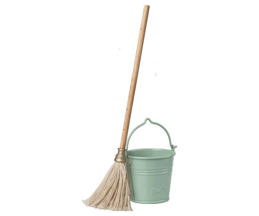 Maileg | Miniature Bucket & Mop | Mint - 