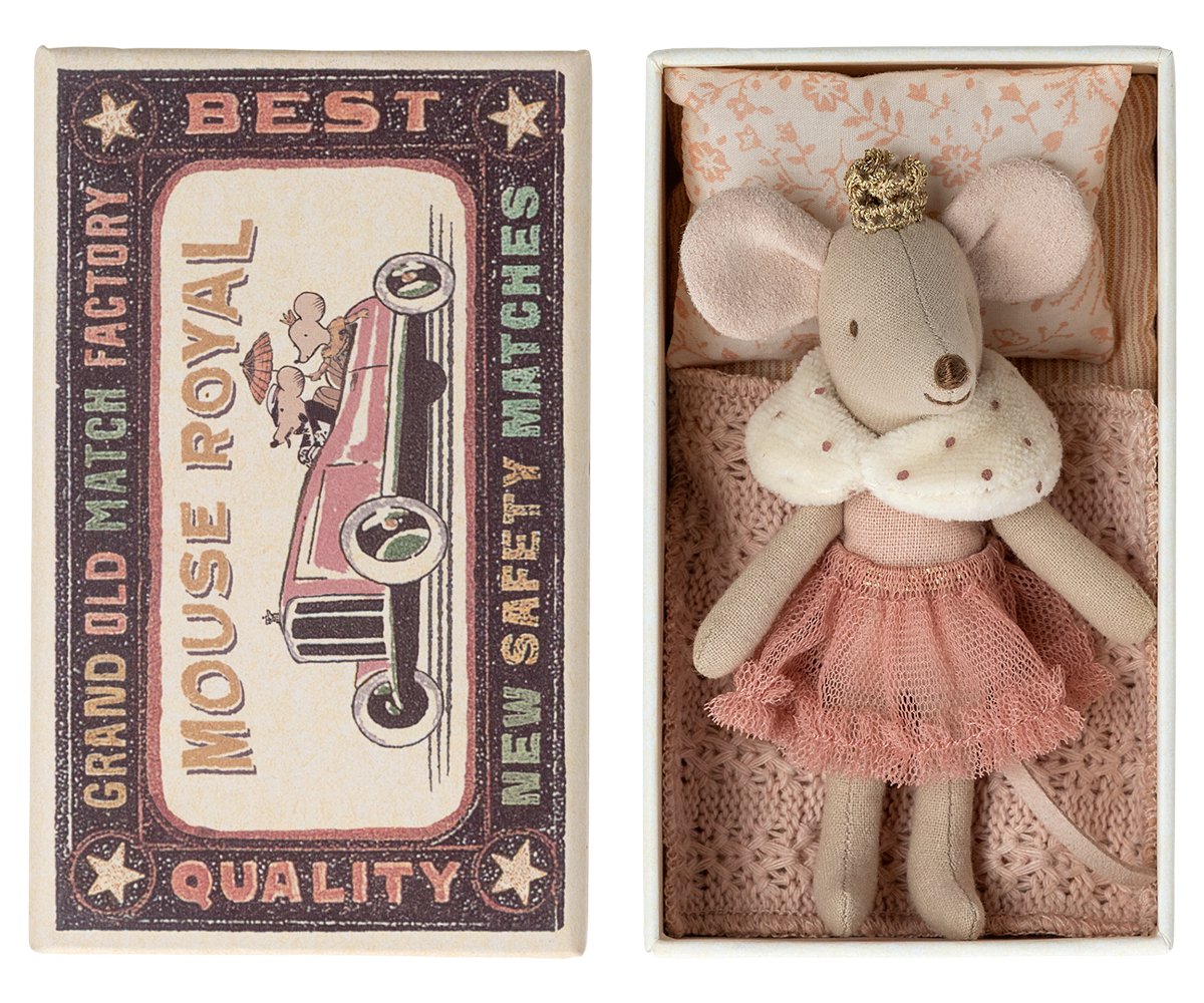 Maileg | Princess Mouse in Matchbox | Little Sister - 5707304126218