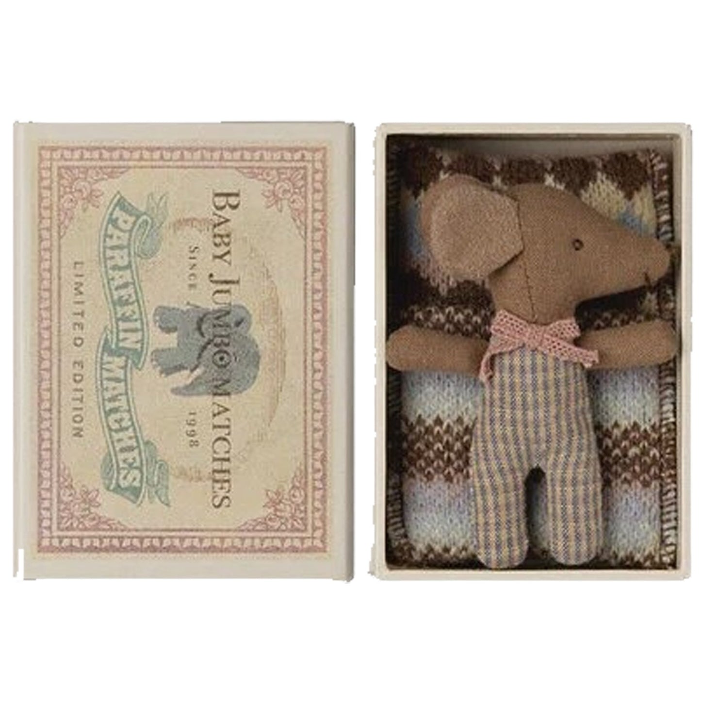 Maileg | Sleepy Wakey Baby Mouse In Matchbox | Rose - 