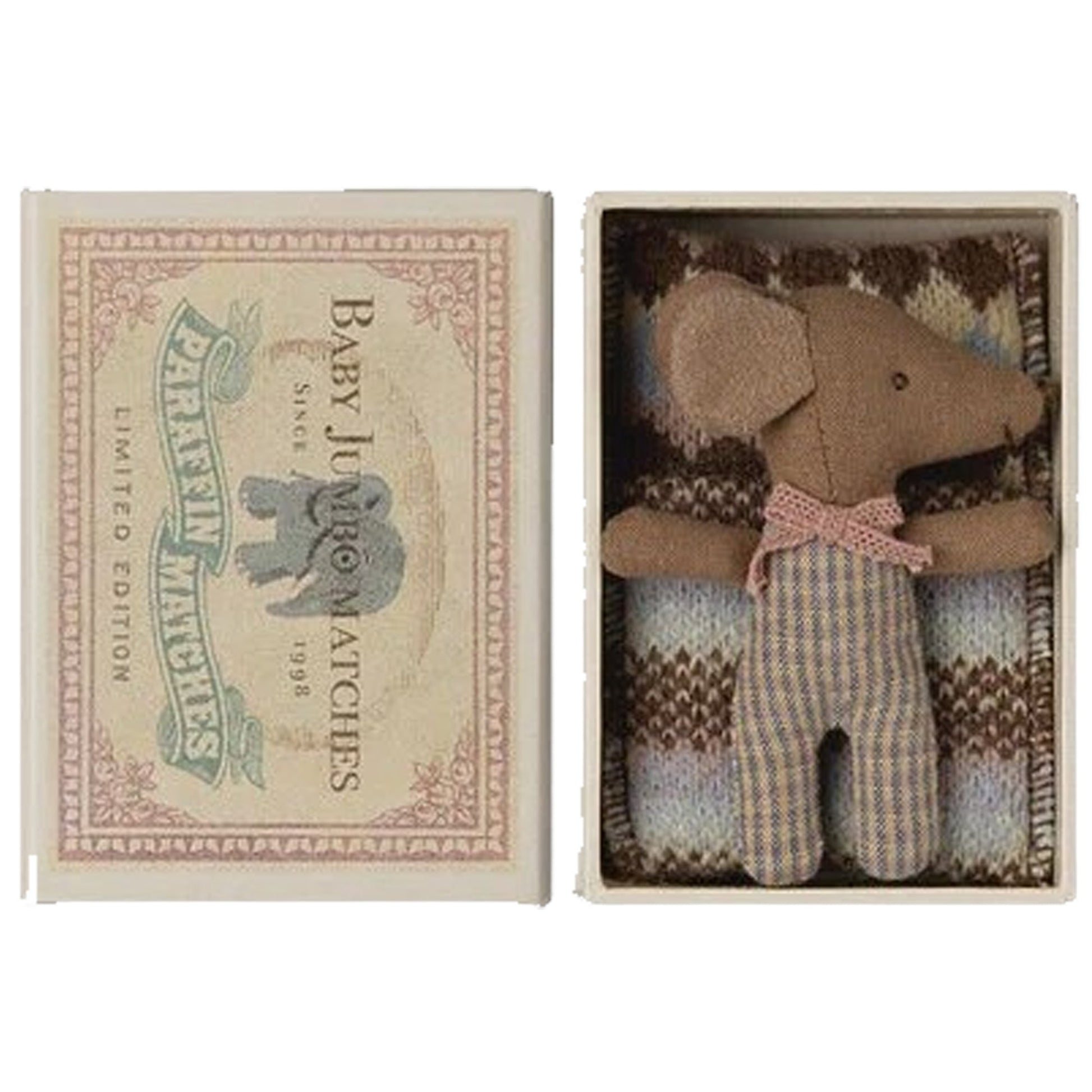 Maileg | Sleepy Wakey Baby Mouse In Matchbox | Rose - 