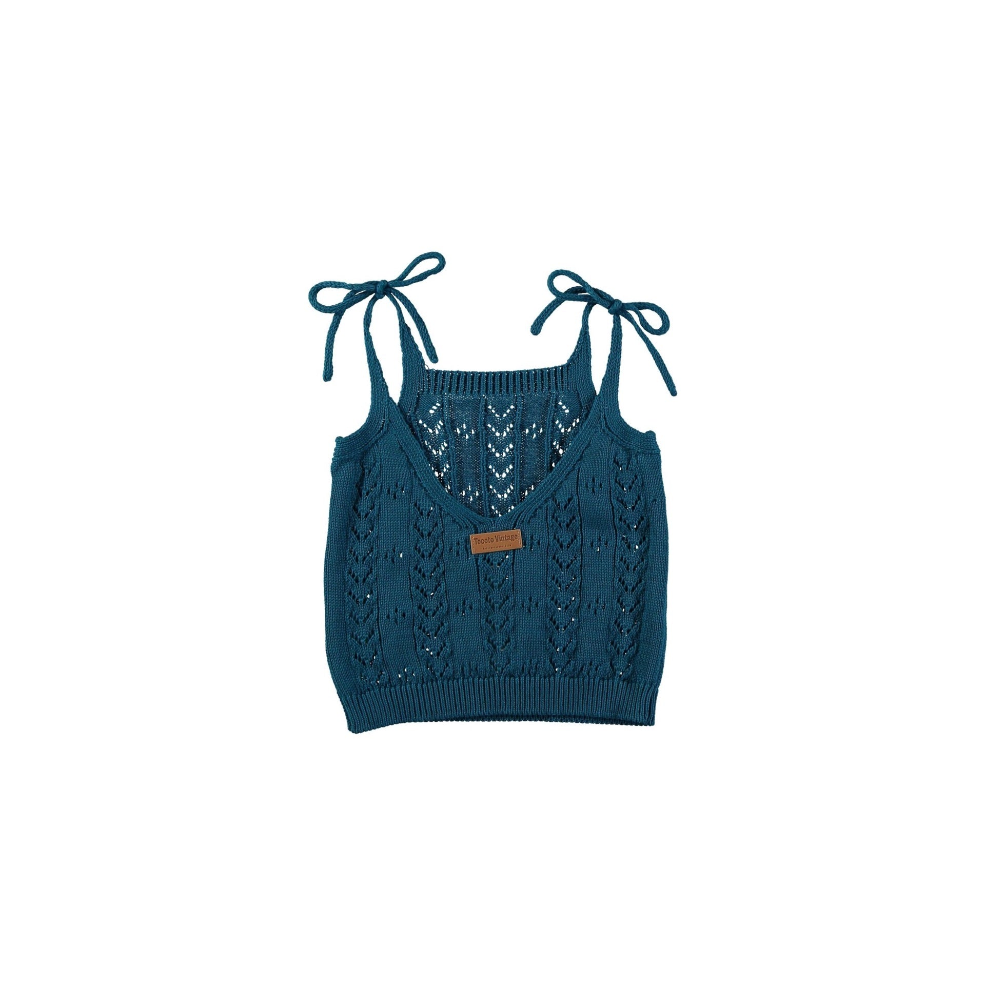 Tocoto Vintage | Openwork Knit Top | Green - 