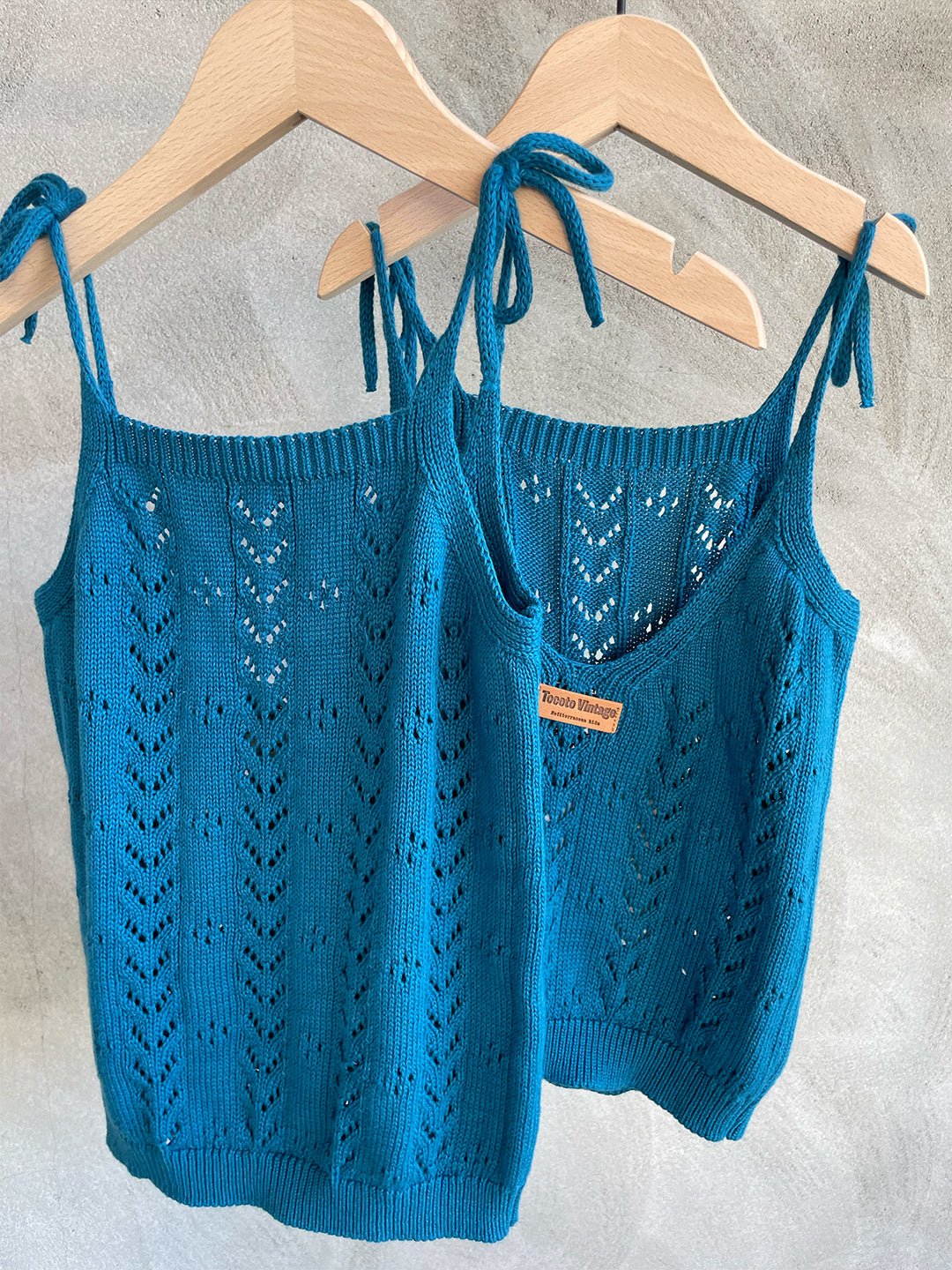 Tocoto Vintage | Openwork Knit Top | Green - 