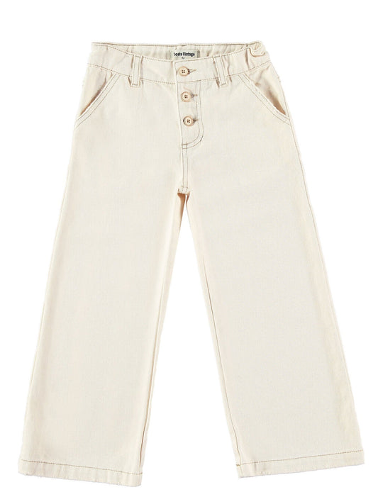 Tocoto Vintage | Twill Vintage Palazzo Pants | Off White - 